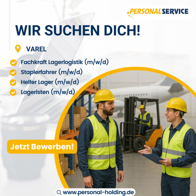 🚀 Wir suchen Dich!
Für unseren Logistik-Kunden aus dem Bereich Luft- und Raumfahrt suchen wir motivierte Mitarbeiter (m/w/d) – mit Übernahme nach nur 9 Monaten:
✅ Fachkraft Lagerlogistik (m/w/d)
✅ Lageristen (m/w/d)
✅ Helfer Lager (m/w/d)
✅ Staplerfahrer (m/w/d)
📍 Einsatzort: 26316 Varel
📧 jobs@psh-ammerland.de
👉 Bewirb dich jetzt und starte deine Karriere mit PSH Ammerland GmbH!
👉 Bewirb dich jetzt und starte deine Karriere mit PSH Ammerland GmbH!
#PSHJobs#JobsDiePassen#Personalservice#ZukunftGestalten#JetztBewerben#Varel#KarriereStart#TeamPSH#LuftUndRaumfahrt