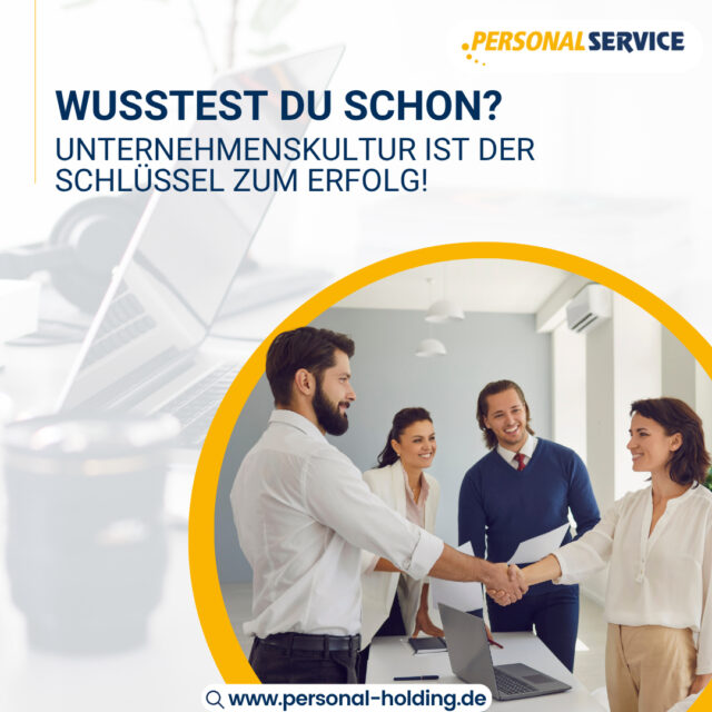 Wusstest du schon? Unternehmenskultur ist der Schlüssel zum Erfolg! 💼
Eine starke und wertschätzende Unternehmenskultur kann die Mitarbeiterbindung um bis zu 50 % steigern. 🎯 Wenn das Arbeitsumfeld stimmt, fühlen sich Mitarbeitende nicht nur wohl, sondern auch langfristig motiviert. 🏅
Gemeinsam schaffen wir eine Kultur, die inspiriert, bindet und den Grundstein für nachhaltigen Erfolg legt. 🌟 Erfahre, wie wir dich dabei unterstützen können – mehr Informationen findest du auf www.personal-holding.de. 🌐
#Karrierekultur#TeamSpirit#ErfolgDurchMenschen#PSHJobs#WirGestaltenZukunft#ArbeitenMitPSH#KarriereStart