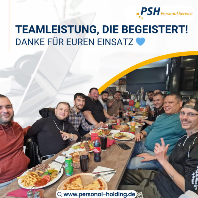 🏆 Teamleistung, die begeistert!
Sechs Wochen voller Einsatz, Motivation und Zusammenhalt – unser Team hat erneut gezeigt, was mit Engagement alles möglich ist. 💪
Alle Mitarbeitenden haben den Auftrag mit großem Einsatz erfolgreich abgeschlossen und dabei über das übliche Maß hinaus Herausragendes geleistet.
Als Dankeschön für diese starke Leistung haben wir das Team zu einem gemeinsamen Essen eingeladen – eine kleine Geste für einen großartigen Einsatz. 🍽️
Ein besonderer Moment: Einer unserer Mitarbeitenden feierte an diesem Tag seinen Geburtstag 🎂.
Neben Glückwünschen sorgte eine liebevoll selbstgemachte Torte, gebacken von seiner Cousine, für den süßen Höhepunkt des Abends. 💙
Das Team hat sich beim Kunden bestens etabliert und wurde bereits mehrfach in dieser Konstellation erneut angefordert – ein deutliches Zeichen für Kompetenz, Verlässlichkeit und hervorragende Zusammenarbeit. 👏
#PSH#TeamPSH#ErfolgFeiern#Wertschätzung#Teamgeist#ZeitarbeitMitHerz#Personalservice#PSHPersonalService#GemeinsamStark#Erfolgsgeschichte